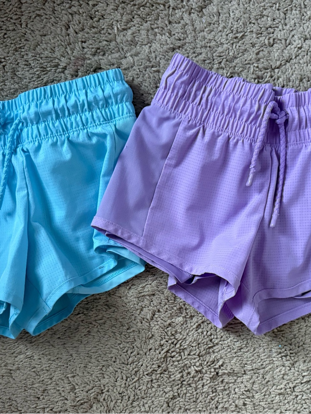 Girl’s Elastic Waist Performance Shorts - Blue & Lavender athletic shorts size 6